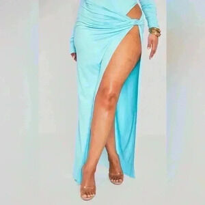 PrettyLittleThings Blue Twist Detail Soft‎ Feel Skirt Beach Cover Up Size S